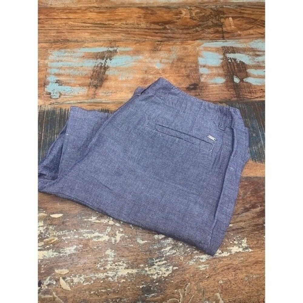 Tommy Hilfiger Woman Plus Blue Linen Wide Leg Pants Size 14
